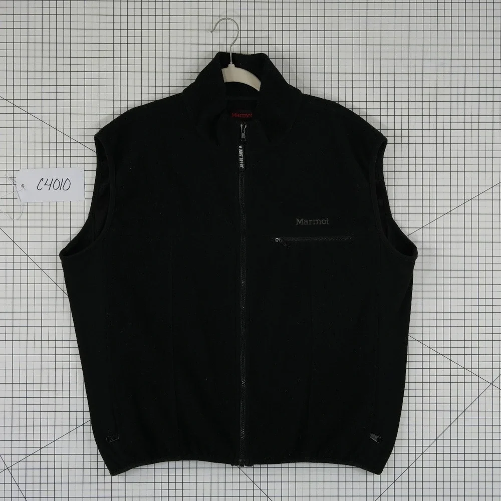 Marmot Windstopper Fleece Vest Mens Size XL Black Full Zip Gorpcore Front Pocket